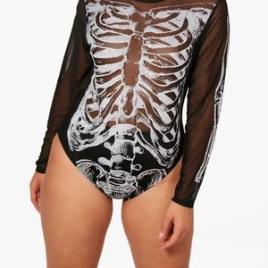 Boohoo glitter Mesh Skeleton body suit